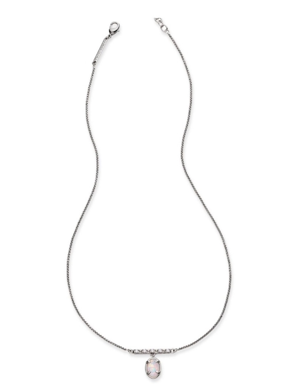 Kendra Scott Antique Brass Fischer Necklace with White Kyocera Opal - Picture 2 of 8